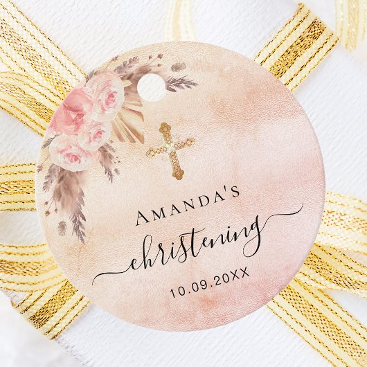 Christening pampas roos blush bedankjes labels