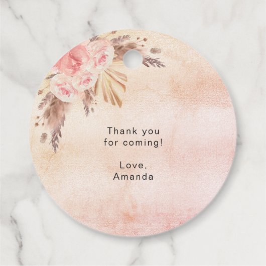 Christening pampas roos blush bedankjes labels (Achterkant)