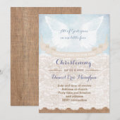 Christening Party Kaarten voor Boy, shabby stijl (Voorkant / Achterkant)