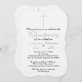 Christening Pink Blue Twins Kaart (Voorkant / Achterkant)