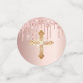 Christening roos goud glitter druppelt foto confetti (Kleine voorkant)