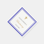 Christening royal blue name baby servet (Hoek)