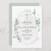 Christening Rustic Eucalyptus Uitnodiging (Voorkant / Achterkant)