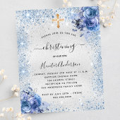 Christening Silver Blauw-begrotingsuitnodiging Flyer