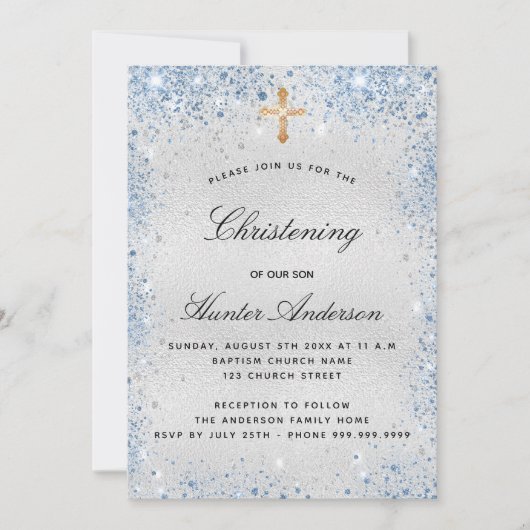Christening Silver Blue Kaart (Voorkant)