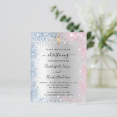 Christening Silver Blue Roze, uitnodiging (Staand voorkant)