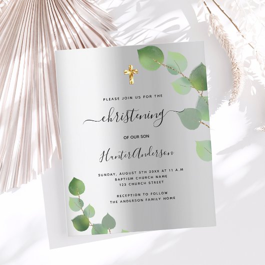 Christening Silver Eucalyptus begrotingsuitnodigin Flyer