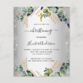 Christening Silver Eucalyptus greenery-uitnodiging (Voorkant)