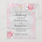 Christening Silver-meisjes tweelinguitnodiging (Voorkant)