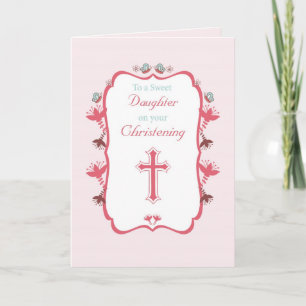 Christening Sweet Daughter op Roze Kaart