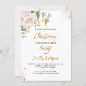 Christening twins eucalyptus greenery floral white kaart (Voorkant)