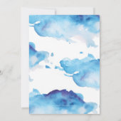 Christening uitnodiging | blauwe waterverf en goud (Achterkant)