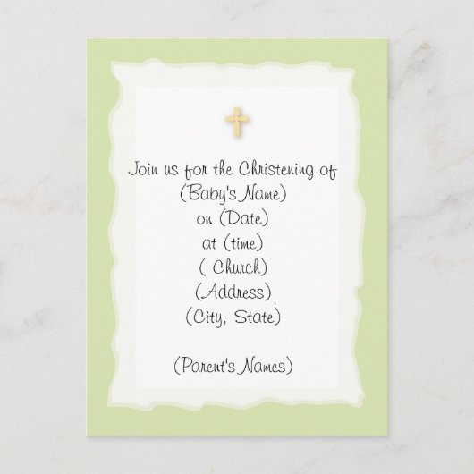 Christening Uitnodiging Briefkaart (Voorkant)
