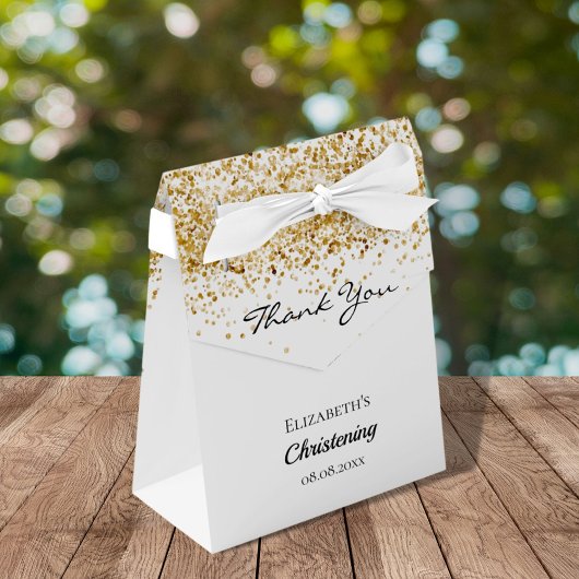 Christening white gold glitter bedankt bedankdoosjes