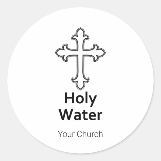 Christenkruis heilig water ronde sticker (Voorkant)
