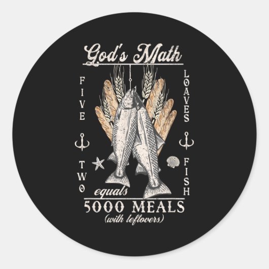 Christian 2 Fishes 5 Breads 5000 Against  Ronde Sticker (Voorkant)