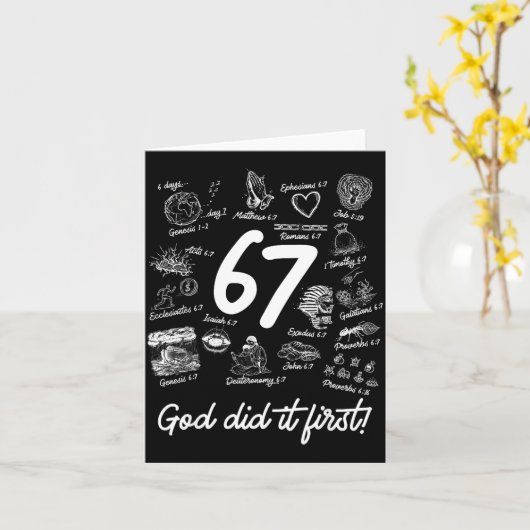 Christian 6 7 Meme Six Seven 67 Bible Verse Script Kaart (Gele Bloem)