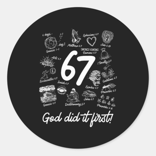 Christian 6 7 Meme Six Seven 67 Bible Verse Script Ronde Sticker (Voorkant)