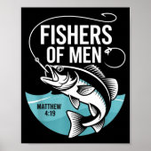 Christian Angler Fishers Of Men Matthew 4 19 Verse Poster (Voorkant)