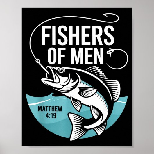 Christian Angler Fishers Of Men Matthew 4 19 Verse Poster (Voorkant)