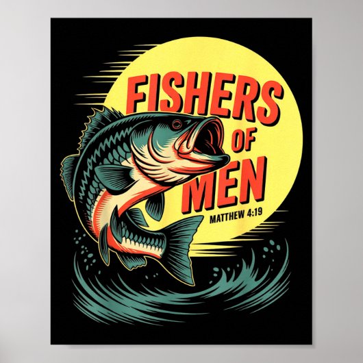 Christian Angler Fishers Of Men Matthew 4 19 Verse Poster (Voorkant)