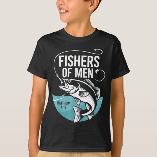 Christian Angler Fishers Of Men Matthew 4 19 Verse T-shirt (Voorkant)