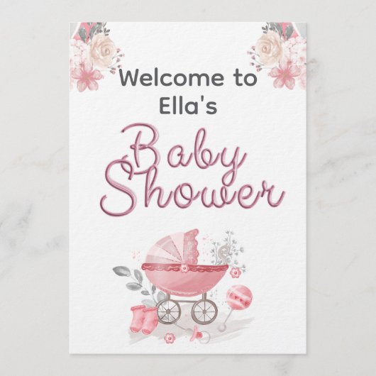 Christian Baby Girl Shower Personalized Text Photo Kaart (Voorkant)