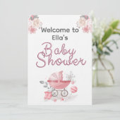Christian Baby Girl Shower Personalized Text Photo Kaart (Staand voorkant)