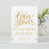 Christian Baby Shower Personalized Name And Date Kaart (Staand voorkant)