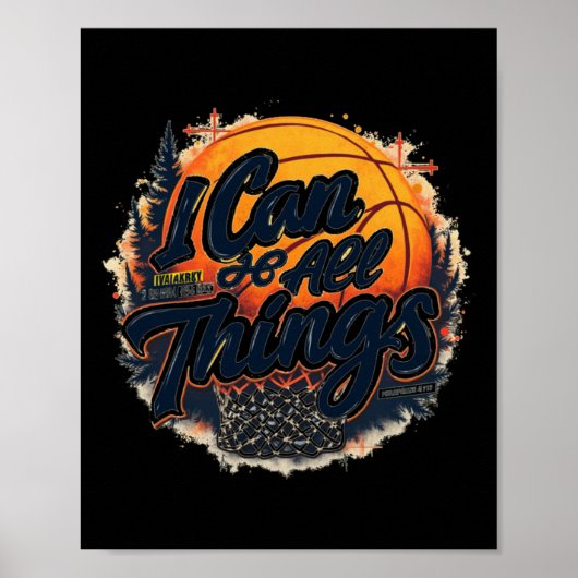 Christian Basketball Faith Over Fear Philippians 4 Poster (Voorkant)