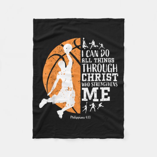 Christian Basketball I Can Do All Things Through C Fleece Deken (Voorkant)