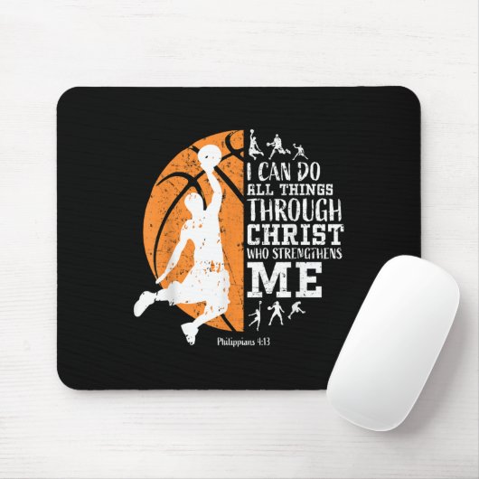 Christian Basketball I Can Do All Things Through C Muismat (Met muis)