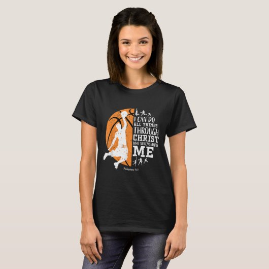 Christian Basketball I Can Do All Things Through C T-shirt (Voorkant volledig)