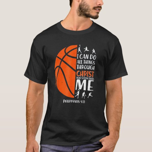 Christian Basketball  Men Boys Kids Religious T-shirt (Voorkant)