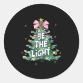 Christian Be The Light Christmas Tree Bible Verse  Ronde Sticker (Voorkant)