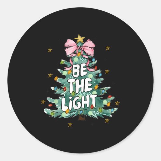 Christian Be The Light Christmas Tree Bible Verse  Ronde Sticker (Voorkant)