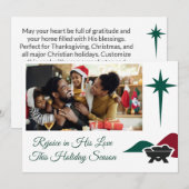 Christian Bethlehem Star and Manger Side Accent Feestdagenkaart (Voorkant / Achterkant)