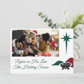 Christian Bethlehem Star and Manger Side Accent Feestdagenkaart (Staand voorkant)