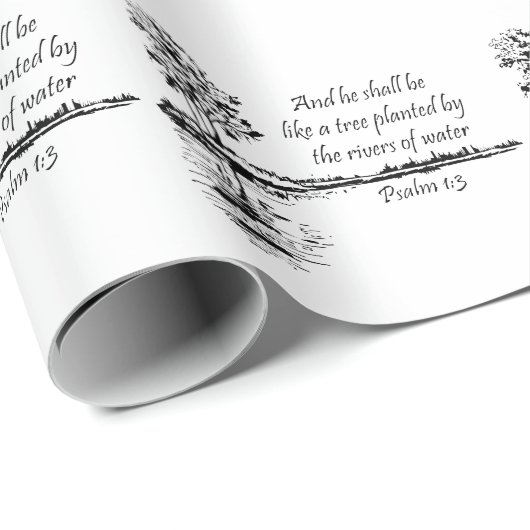 Christian Bible Encouraging Scripture Psalm 1:3 Cadeaupapier (Rol Hoek)