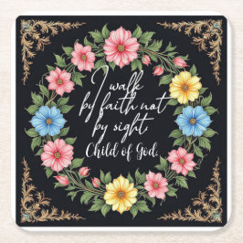 Christian Bible-Inspired Floral Kartonnen Onderzetters