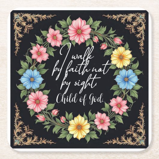 Christian Bible-Inspired Floral Kartonnen Onderzetters (Voorkant)