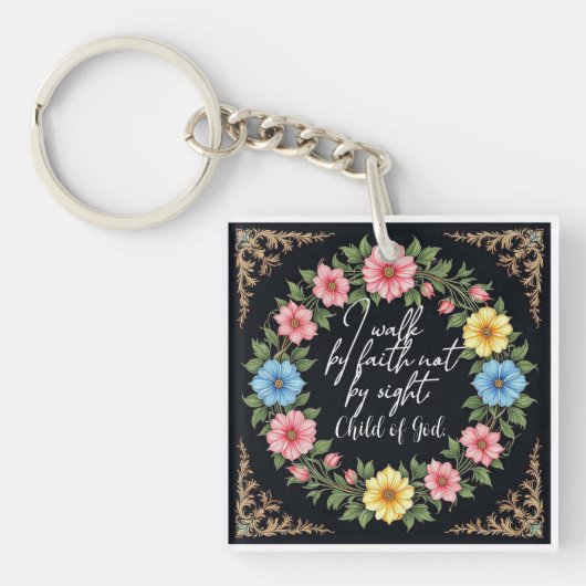 Christian Bible-Inspired Floral Sleutelhanger (voorkant)