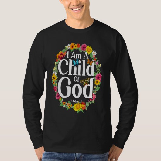 Christian Bible Verse 1 John 31 Flower Butterfly   T-shirt (Voorkant)