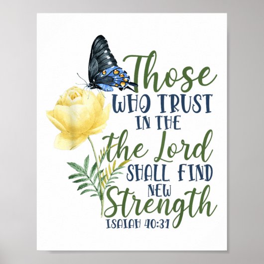Christian Bible Verse Butterfly Rose Flower Isaiah Poster (Voorkant)