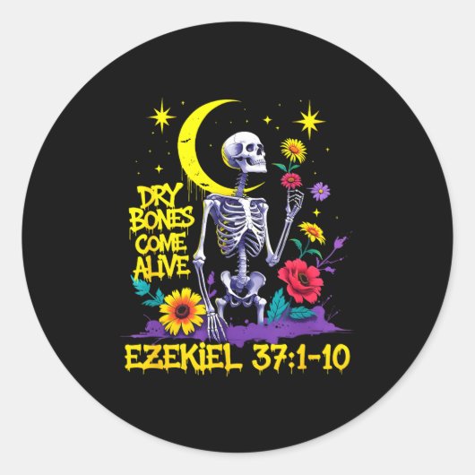 Christian Bible Verse Dry Bones Come Alive Ezekiel Ronde Sticker (Voorkant)