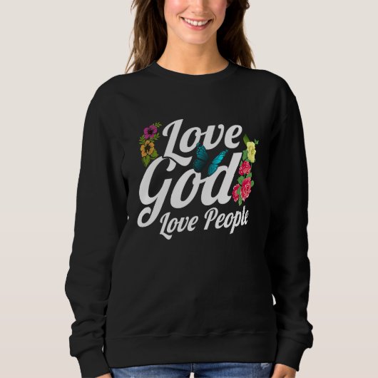 Christian Bible Verse Love God Flower Butterfly Trui (Voorkant)