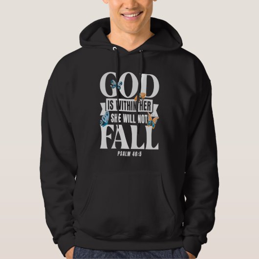 Christian Bible Verse Psalm 465 Butterfly Hoodie (Voorkant)