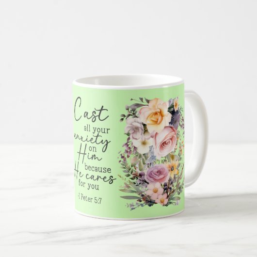 Christian Bible Verse Psalms Floral Coffee Mug Koffiemok (Voorkant rechts)