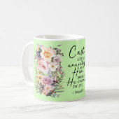 Christian Bible Verse Psalms Floral Coffee Mug Koffiemok (Voorkant links)