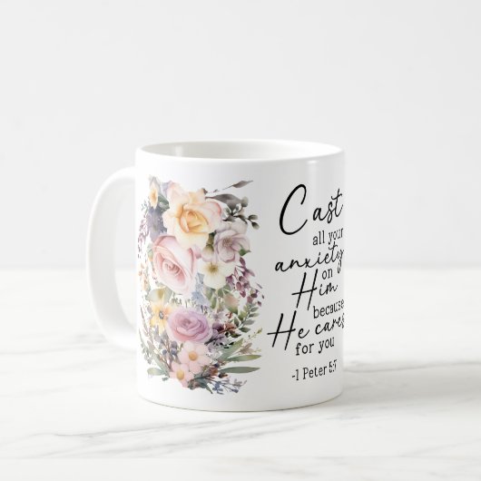 Christian Bible Verse Psalms Floral Coffee Mug Koffiemok (Voorkant links)